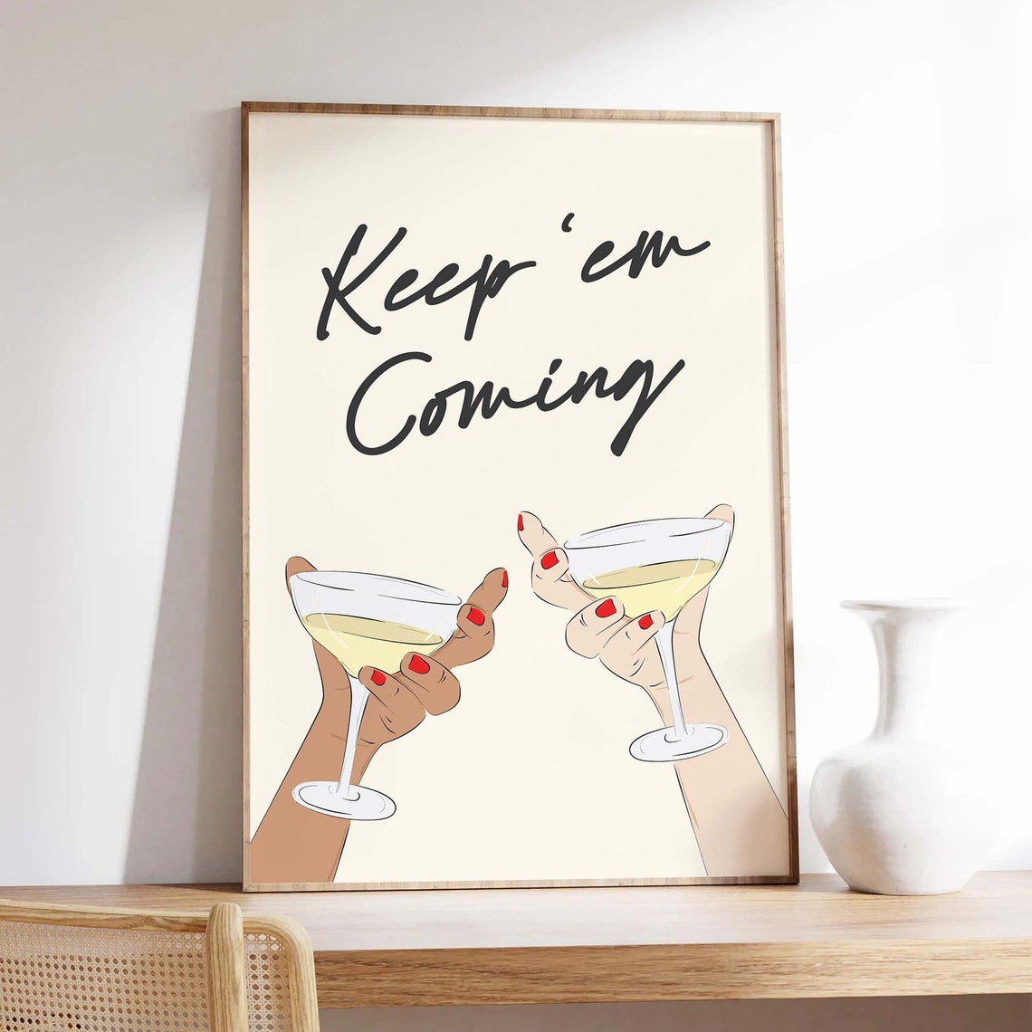 Keep Em Coming Print Art Cute Bar Car Print Cheers Cocktail Bar Art Trendy Kitchen Wall Art - Image 3