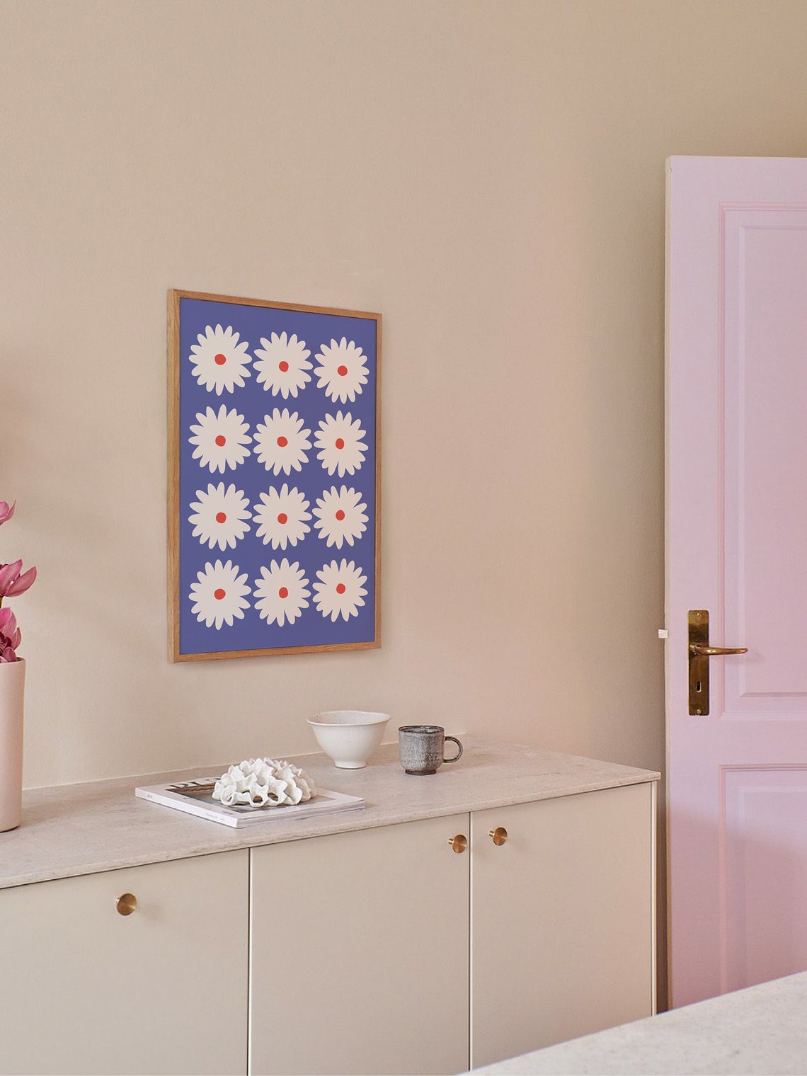 Blue Daisy Print Art Flower Wall Art Blue Daisies Floral Art Print Cute Trendy Wall Art - Image 6