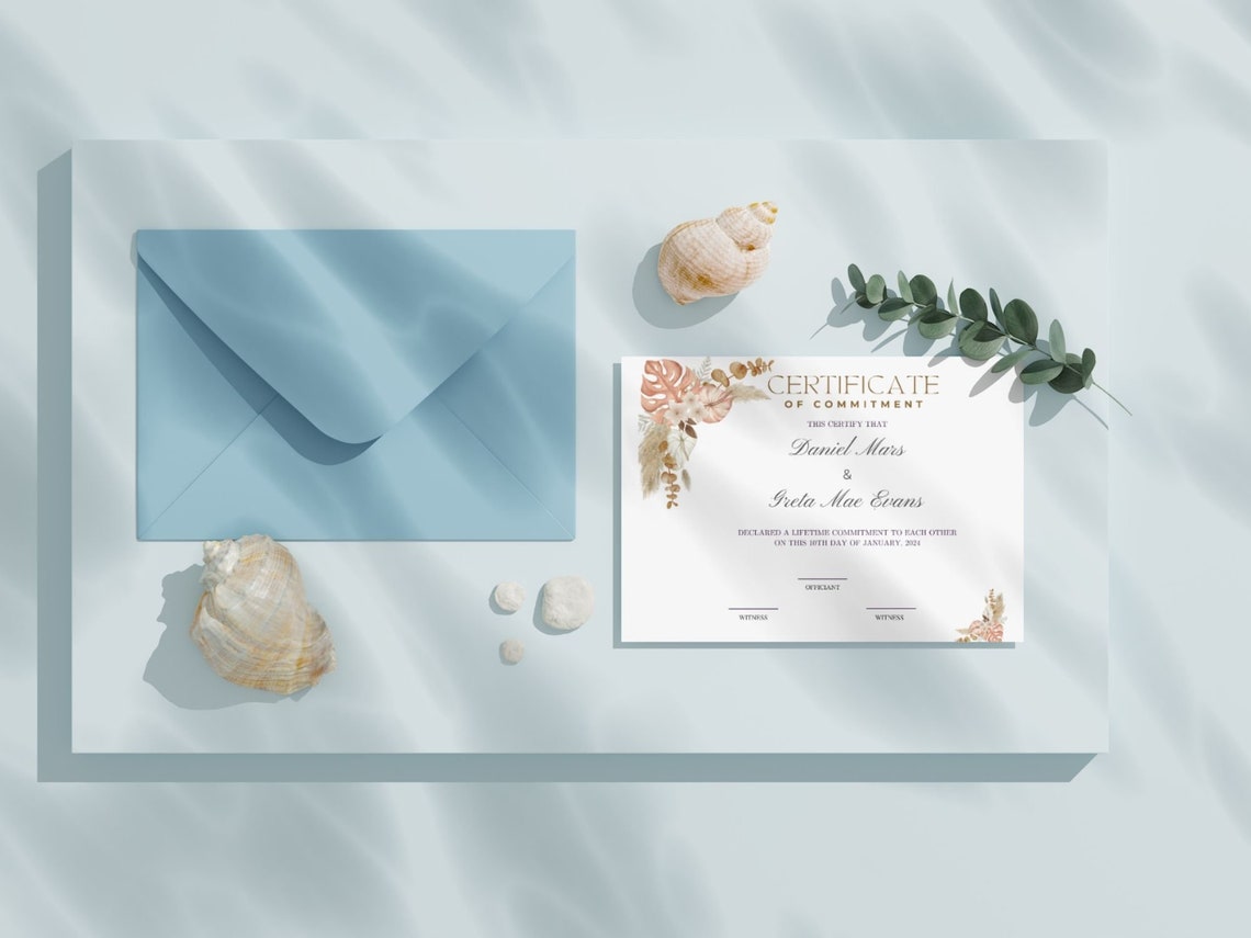 Certificate of Commitment Template Boho Botanical Wedding Print - Image 3