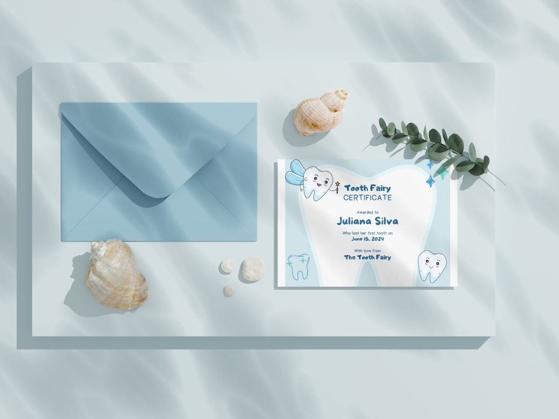 Tooth Fairy Certificate Template Cute First Tooth Keepsake Print - Image 8