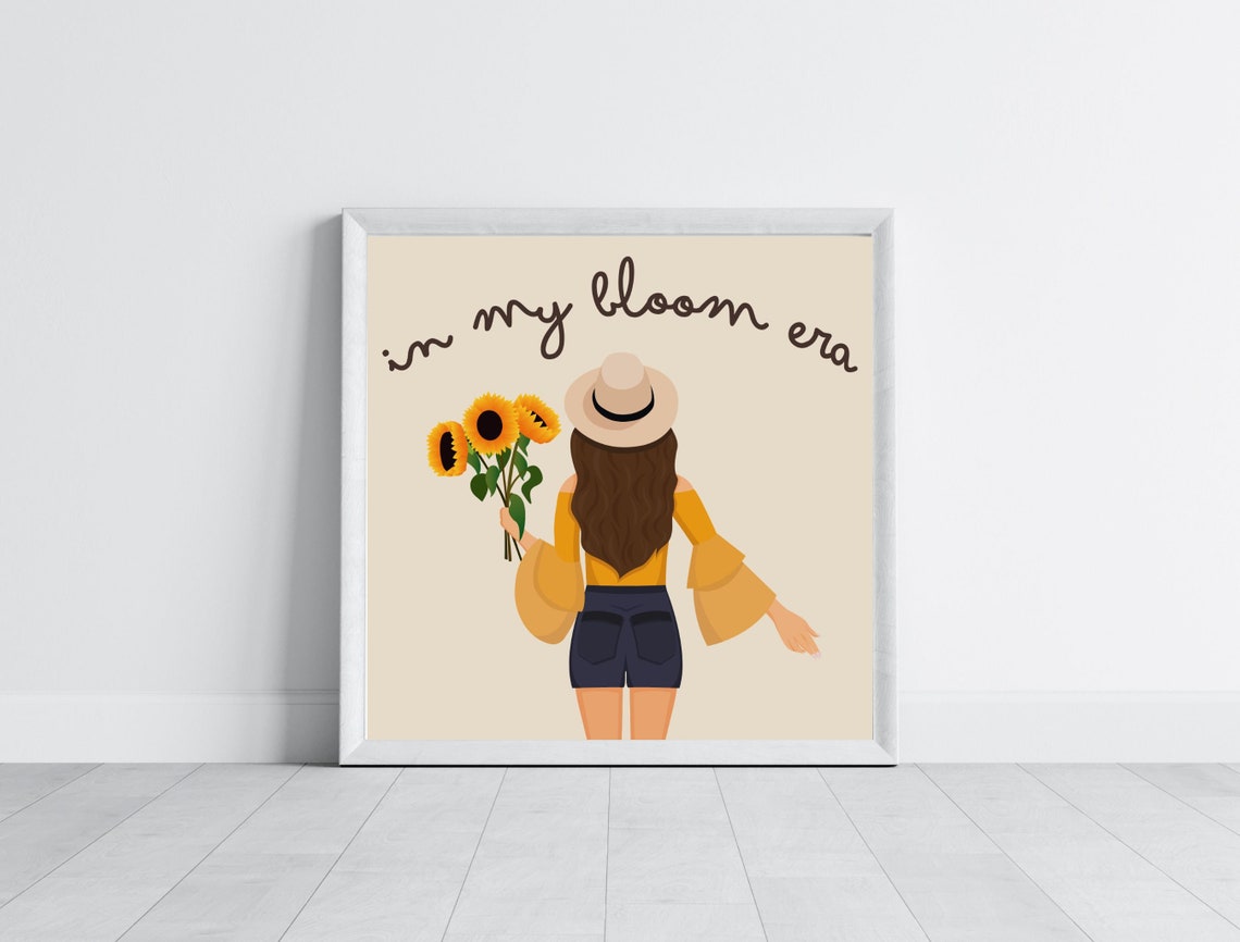 In My Bloom Era Girl with Sunflowers Feminine Boho Chic Poster - Image 5