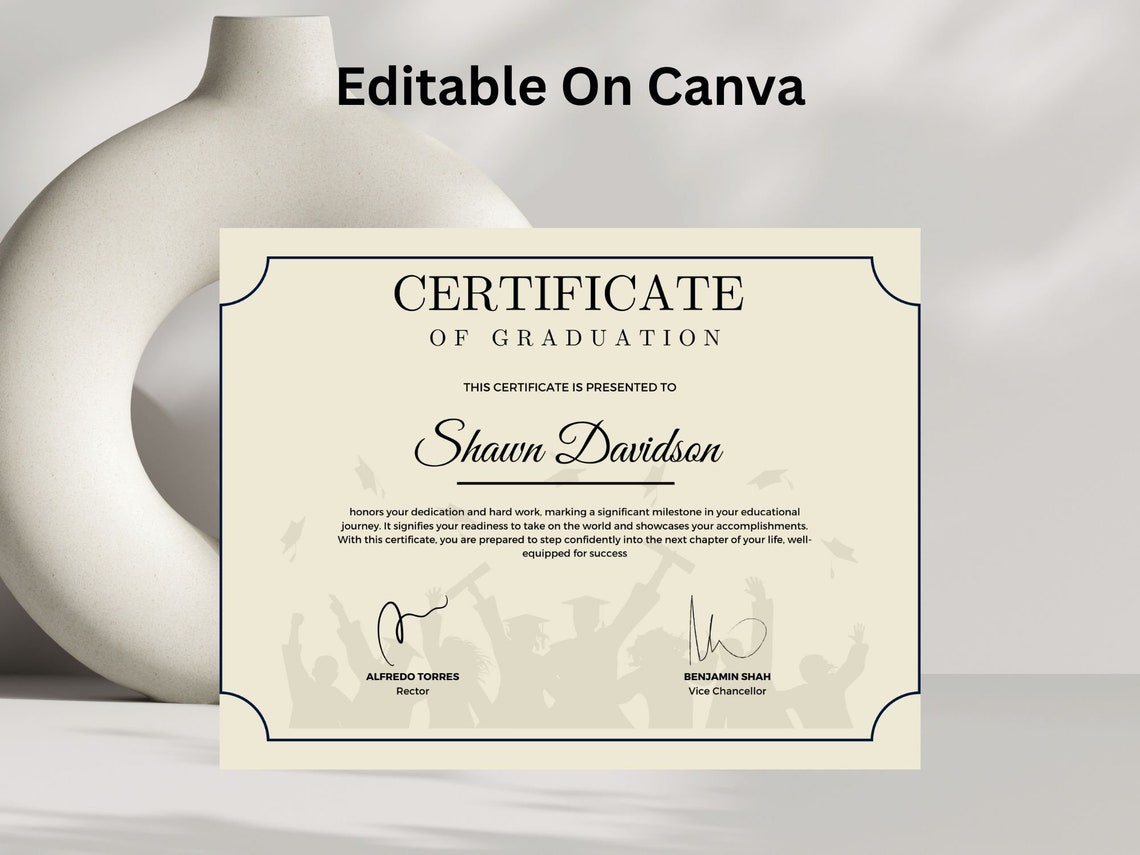 Editable Graduation Certificate Template Classic Diploma Frame Print - Image 5