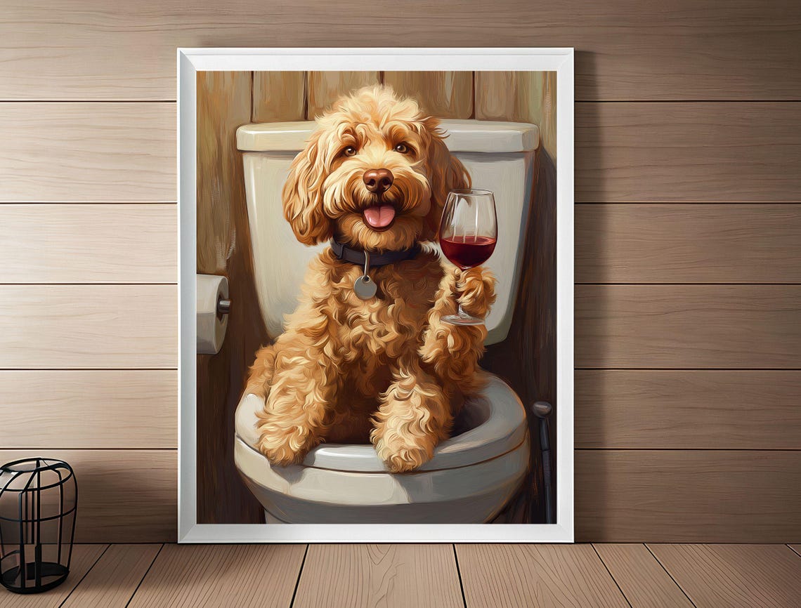 Dog Wall Art Funny Bathroom Decor Dog In Toilet Animal In Toilet Petshop Art Dog Art Dachshund Gift - Image 7