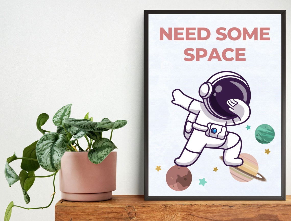 Need Some Space Cute Dabbing Astronaut Kids Nursery Planet Poster - Image 5