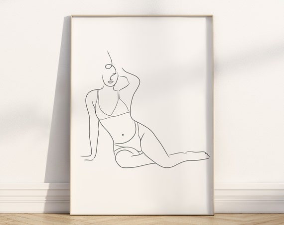 Line Art Print Minimalist Line Art Printline Drawing Womangifts For Her Modern Wall Decorfemale Body Artwoman Illustration Minimalist