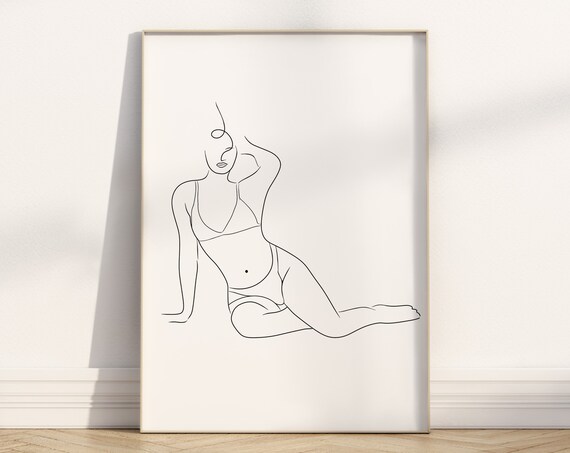 Reclining Woman One Line Art Minimalist Female Figure Poster