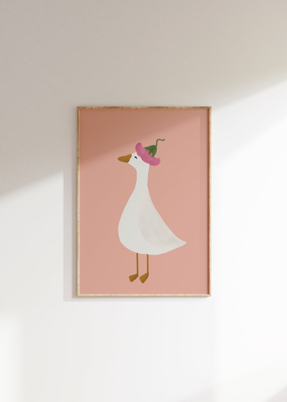 Silly Goose Girl Nursery Pink Goose Poster