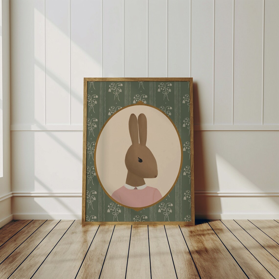 Vintage Rabbit Print, Grandmillennial Nursery Art