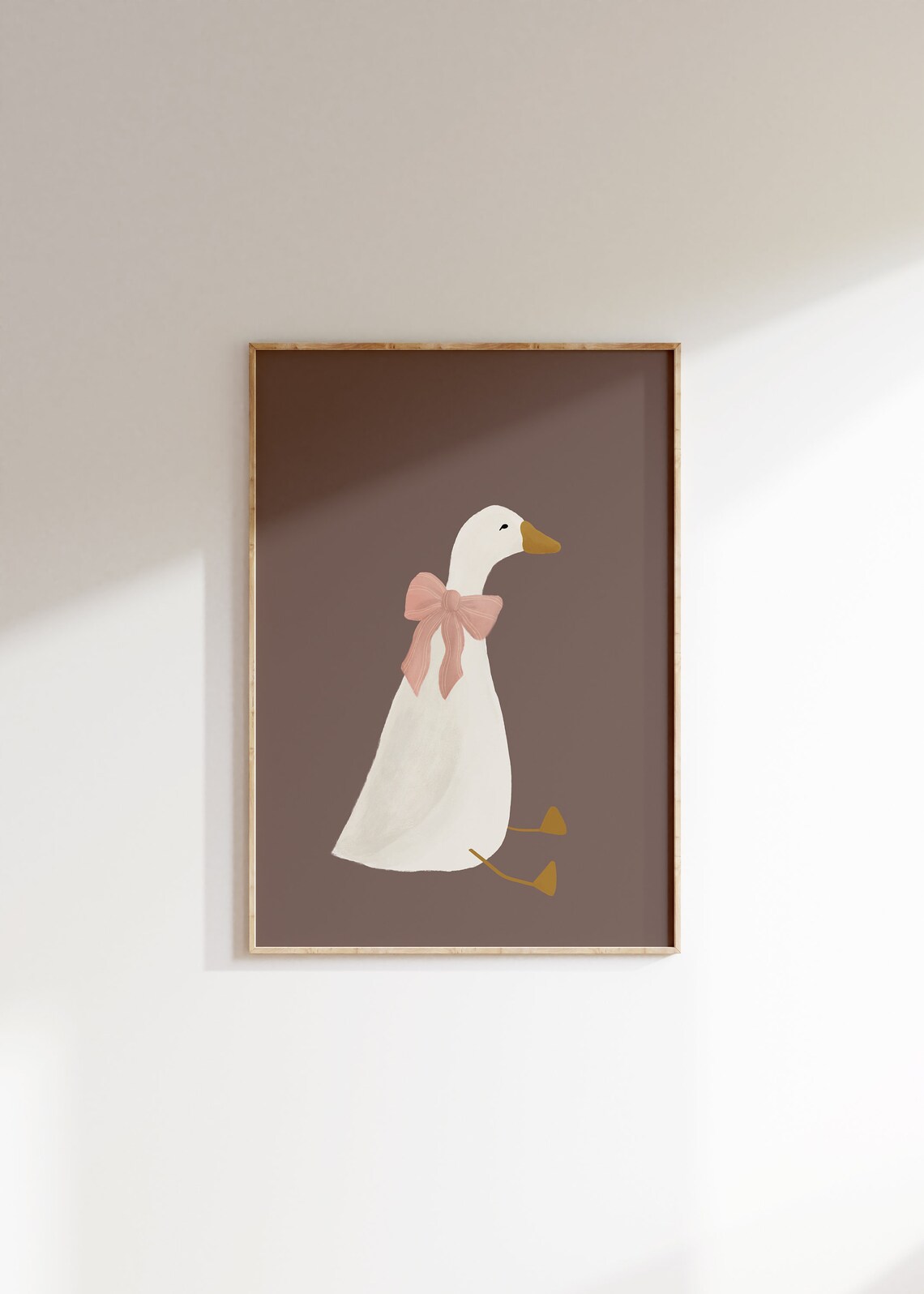 Silly Goose Cute Goose Poster, Muted Pink Nursery Decor