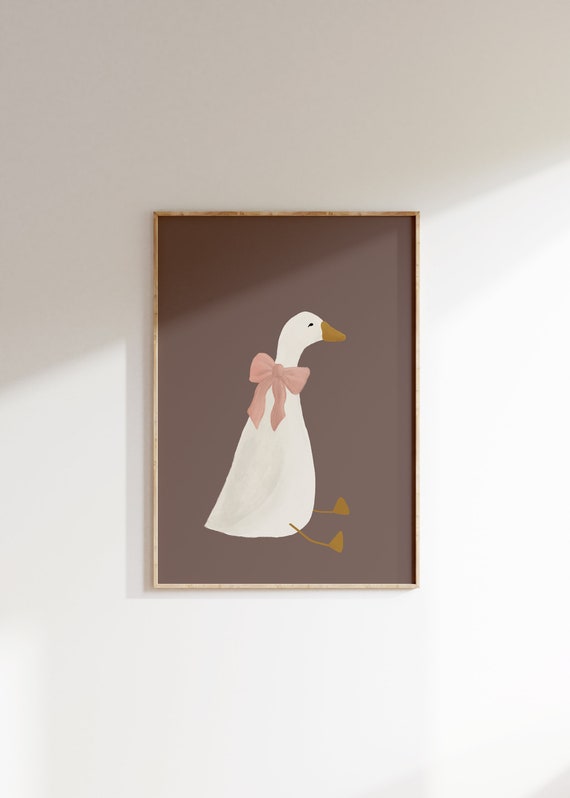 Silly Goose Cute Goose Poster, Muted Pink Nursery Decor