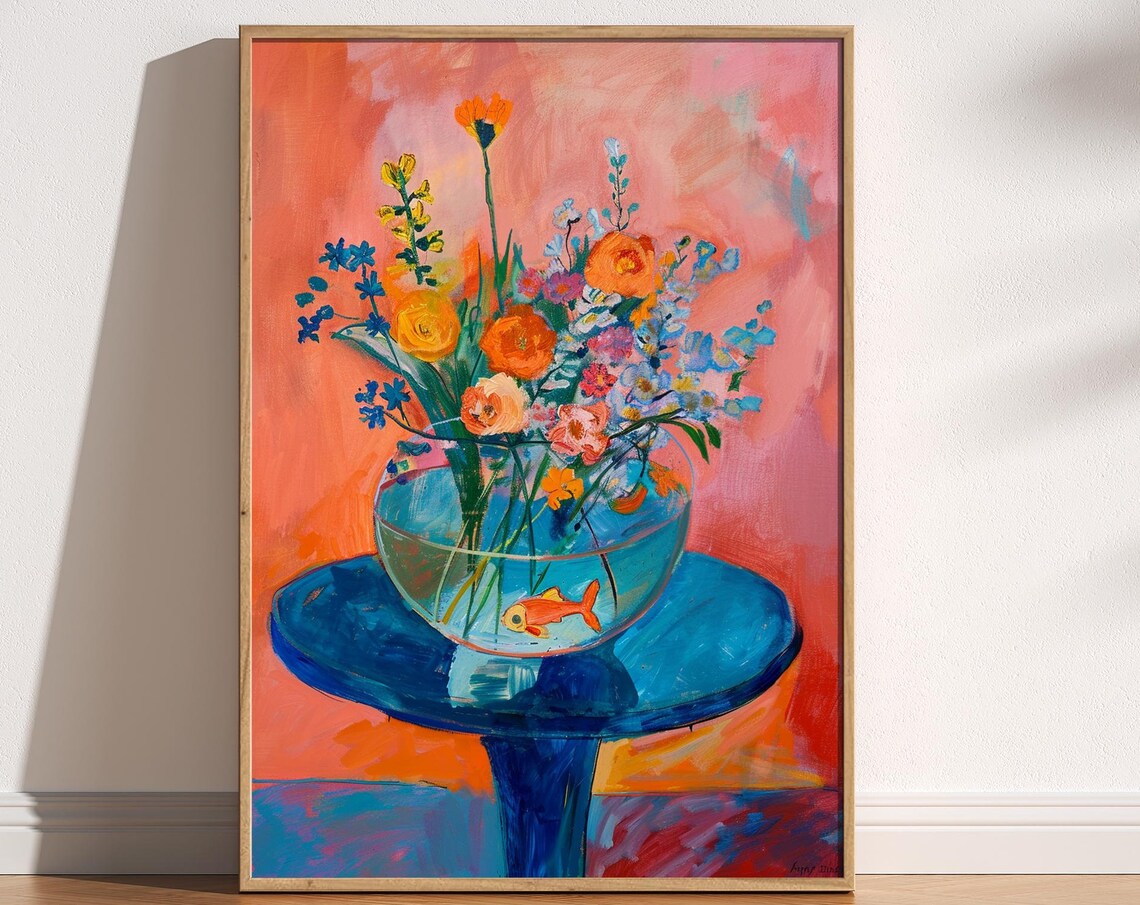 Fish Bowl Flowers, Matisse-Style Fauvism Art Print