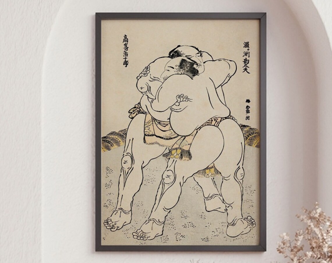 Vintage Sumo Wrestler Japan Art Print, Poster