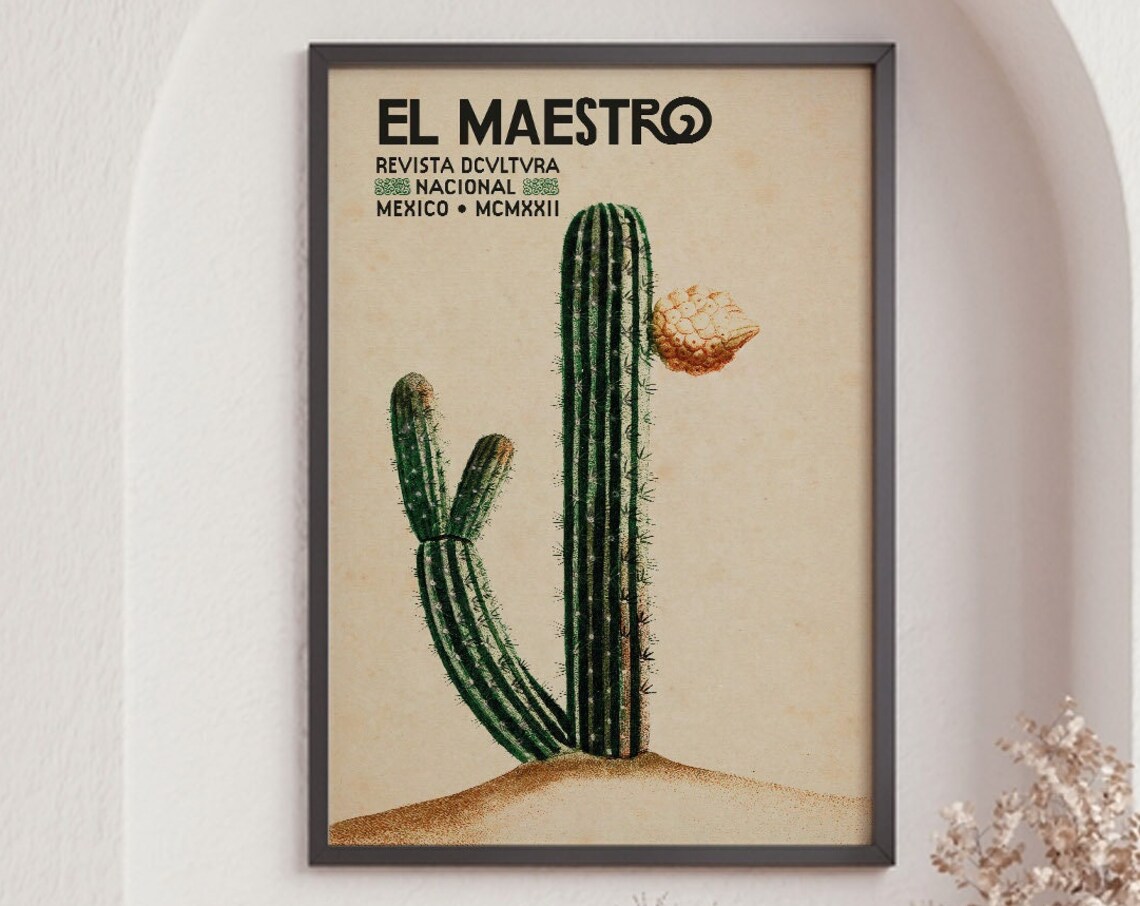 Mexican Vintage Blooming Cactus Art Print