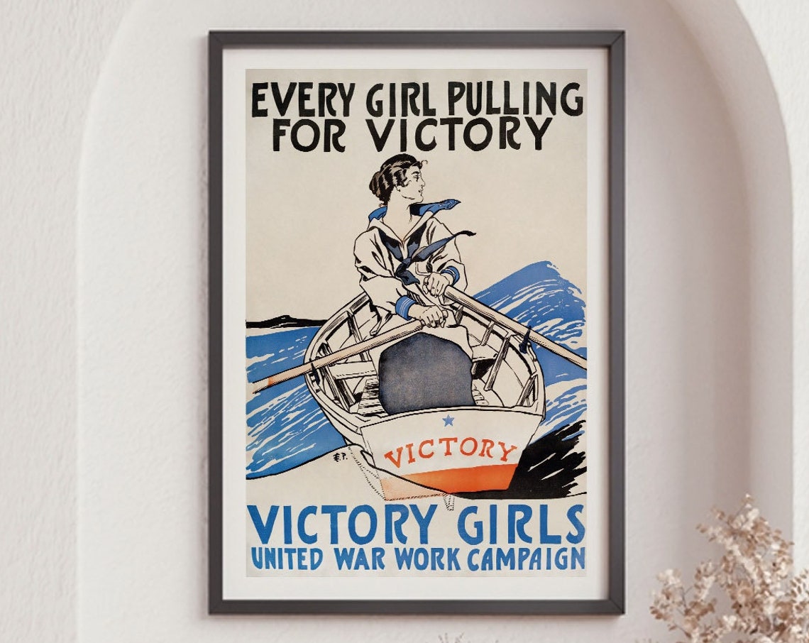 Edward Penfield Every Girl Pulling For Victory Girls WWI Poster Print