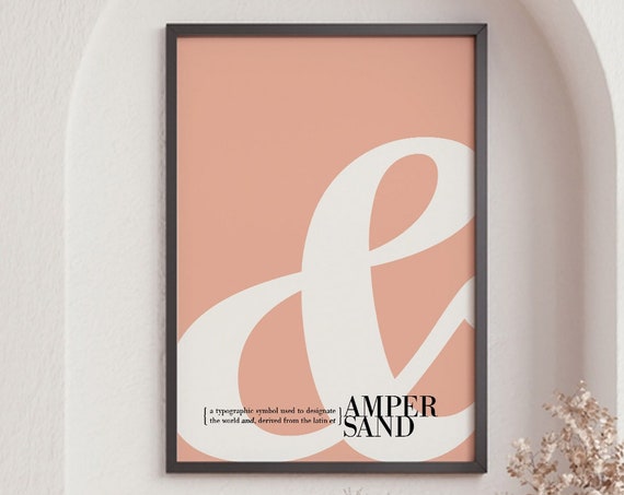 Ampersand Poster Print Custom Colours Ampersand Sign Typography Print Minimal Wall Decor Modern Wall Art Home Decor