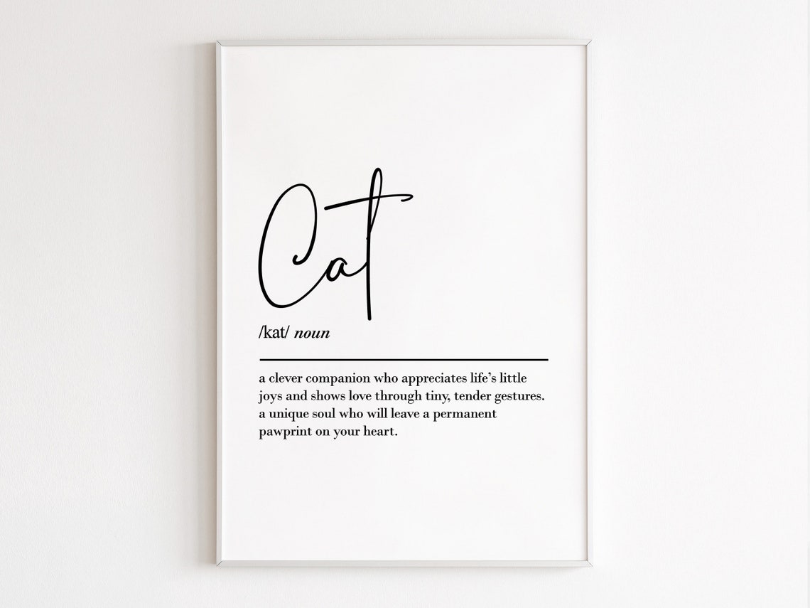 Cat Definition Dictionary Style Cat Lover Gift Typography Poster