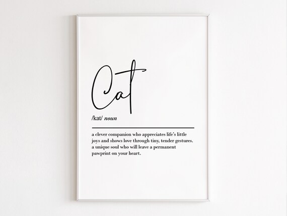 Cat Definition Dictionary Style Cat Lover Gift Typography Poster