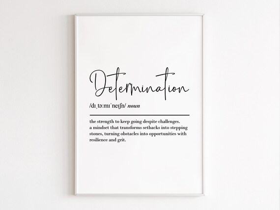 Determination Definition Wall Art Resilience Poster Motivational Inspirational Quotes Gym