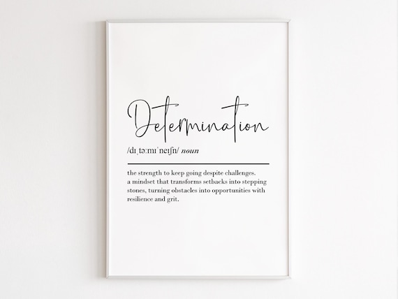 Determination Dictionary Definition Typography Minimalist Word Art Poster