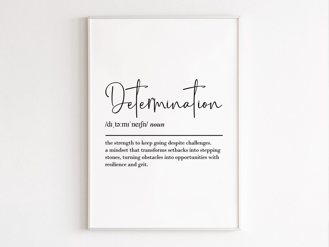 Determination Definition Wall Art Resilience Poster Motivational Inspirational Quotes Gym