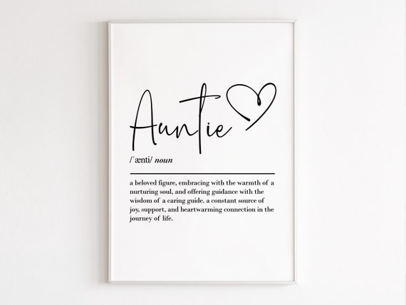 Auntie Definition Wall Art Auntie Gift Birthday Gift For Her Gift From Niece Gift From Nephew Auntie To Be