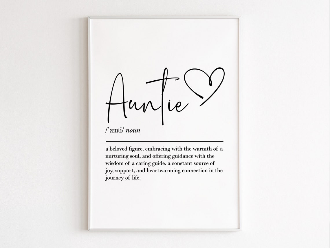 Auntie Definition With Heart Dictionary Style Gift Typography Poster