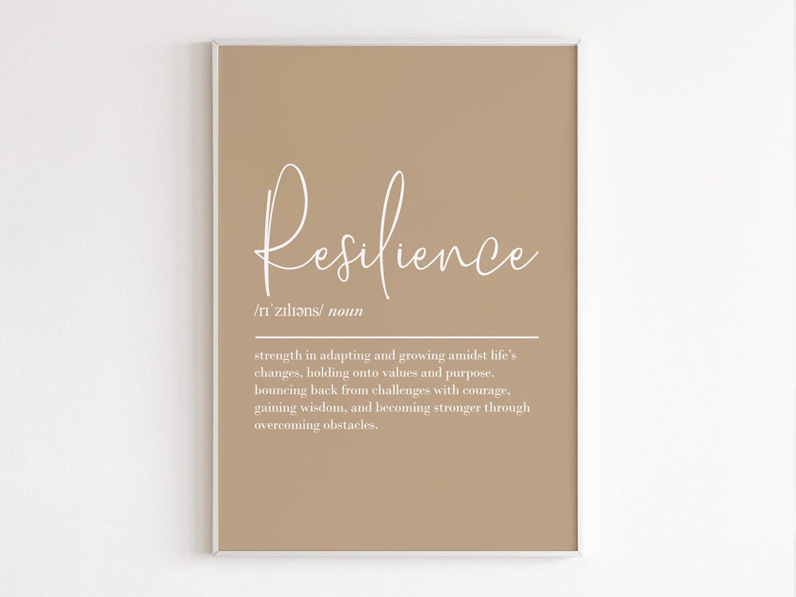Resilience Definition Script Motivational Strength Quote Wall Poster