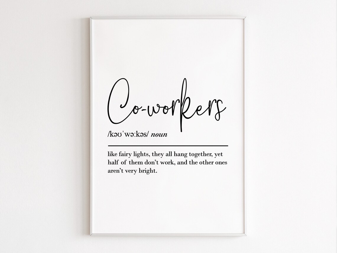 Coworkers Definition Art Print, Farewell Gift