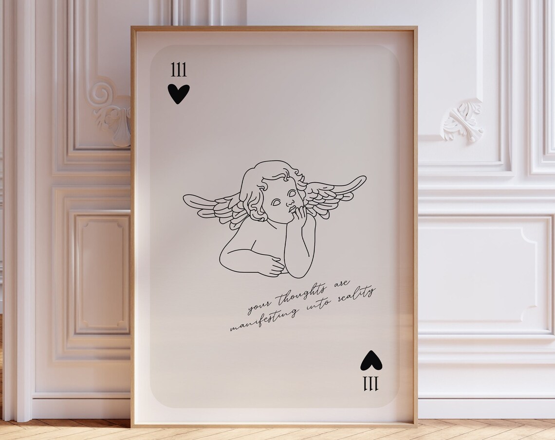 Angel Number 111 Cherub Playing Card Manifestation Wall Poster