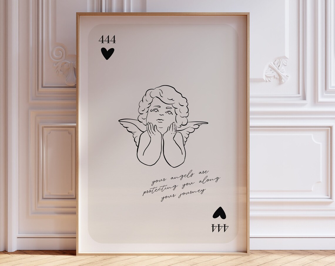 Angel Number 444 Cherub Playing Card Protection Journey Poster