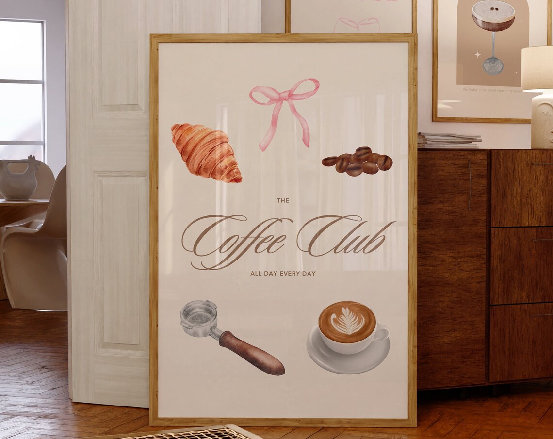 The Coffee Club Latte Poster, Kitchen Wall Art