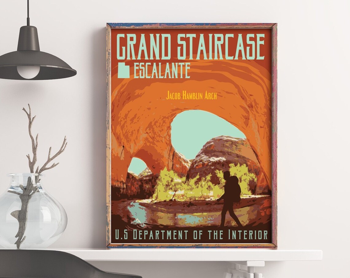 Grand Staircase Escalante Vintage Travel Poster