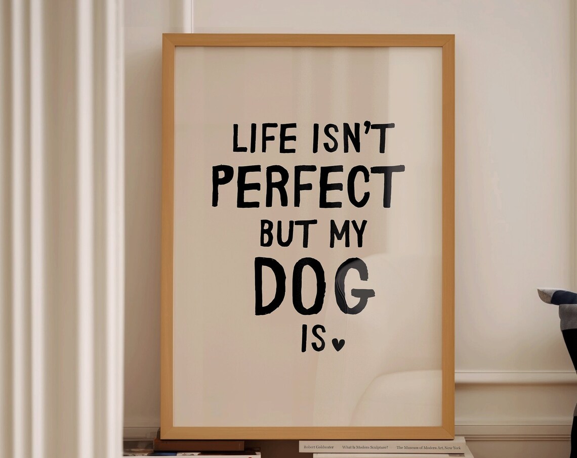 Funny Neutral Dog Art Print, Apartment Wall Decor
