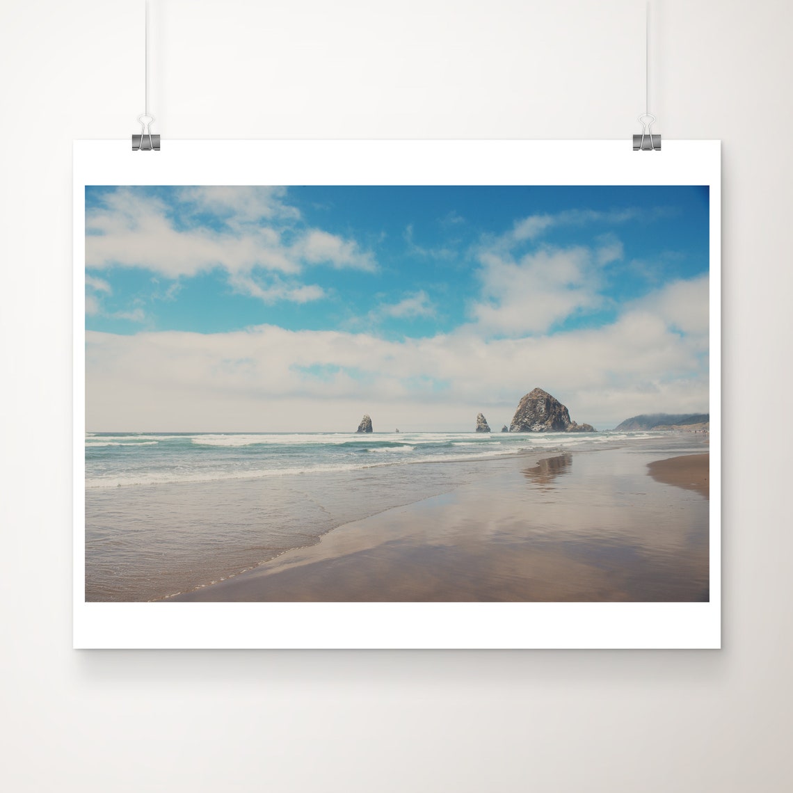 Cannon Beach Oregon Haystack Rock Shoreline Sunset Photo Poster