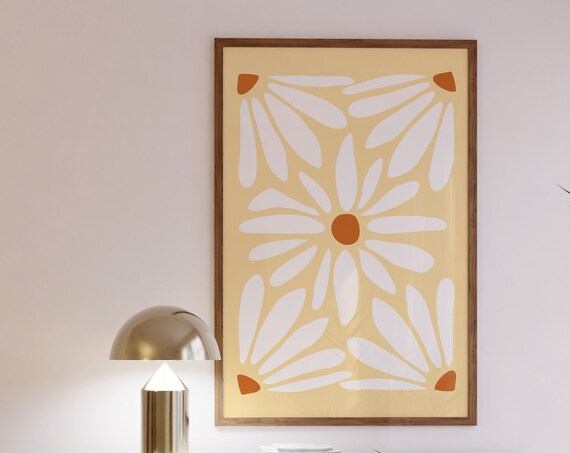 Retro Flower Wall Art Matisse Art Prints Flora Wall Art Trendy Yellow Prints Trendy Art Prints Flower Bouquet Print