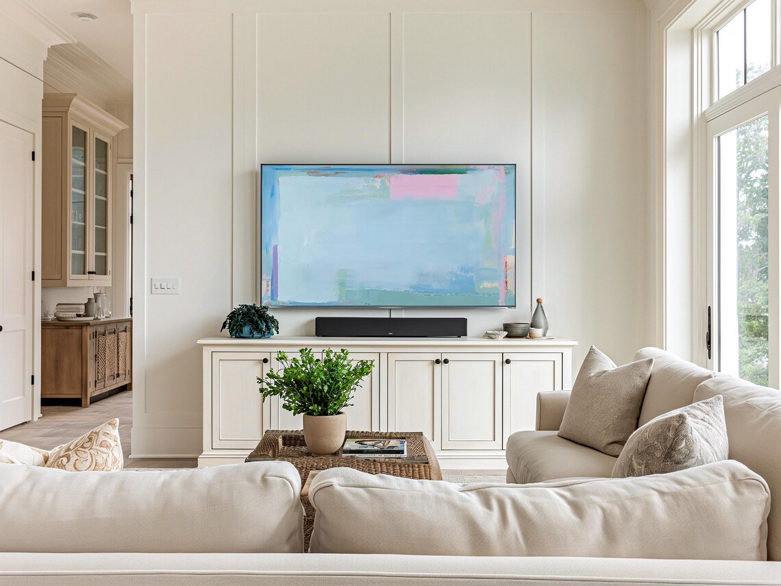 Soft Blue Green Abstract Painting Modern Living Room Wall Art Poster - Image 2