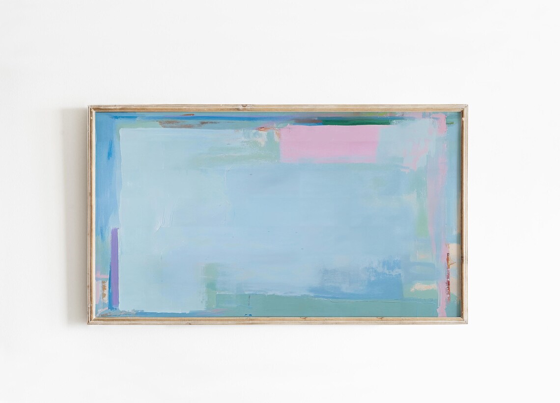Soft Blue Green Abstract Painting Modern Living Room Wall Art Poster - Image 5