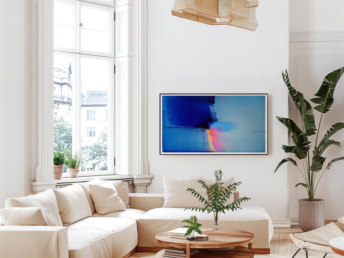 Cobalt Blue And Pink Abstract Oil Painting Color Wash Art Poster - Image 5