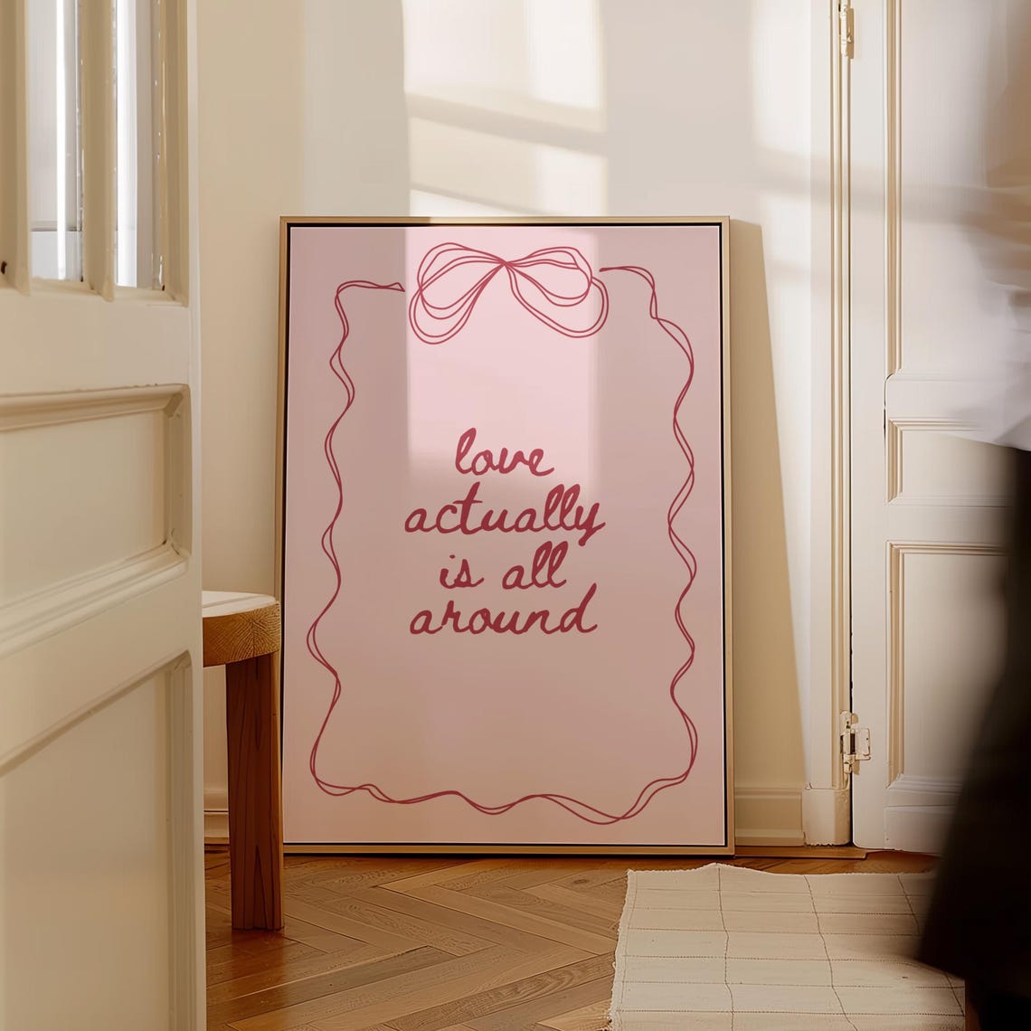 Love Actually Is All Around Pink Script Bow Coquette Art Print