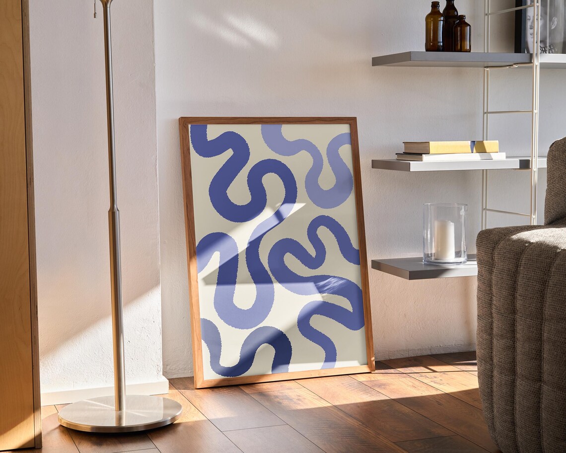 Blue Abstract Wall Art, Matisse Inspired Boho - Image 3