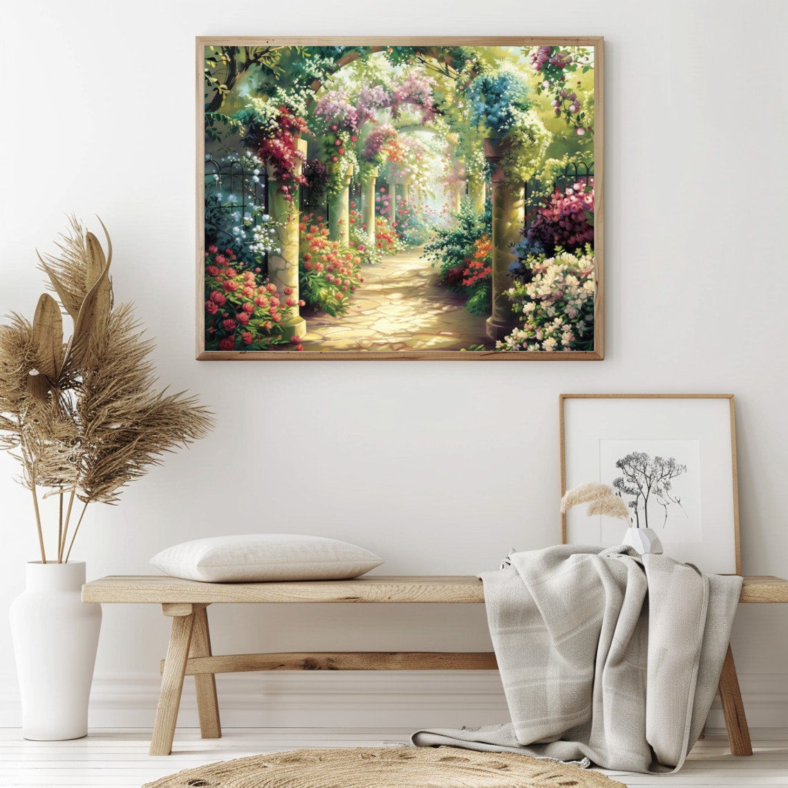 Rose Covered Garden Arches Along A Stone Path English Summer Poster - Image 2
