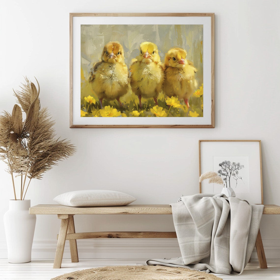 Easter Three Golden Chicks Wall Print Farmhouse Small Chicks Decor - Image 2