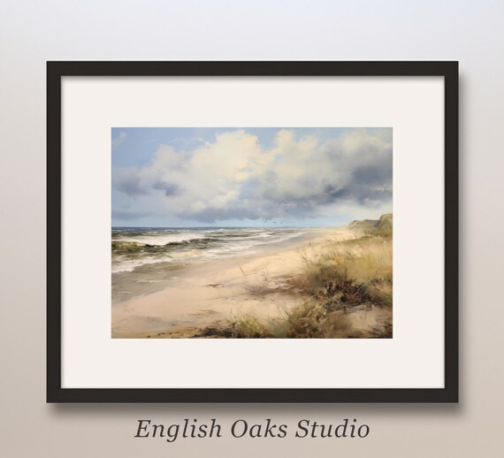 Peaceful Beach with Gentle Waves and Dune Grass Coastal Scene Poster