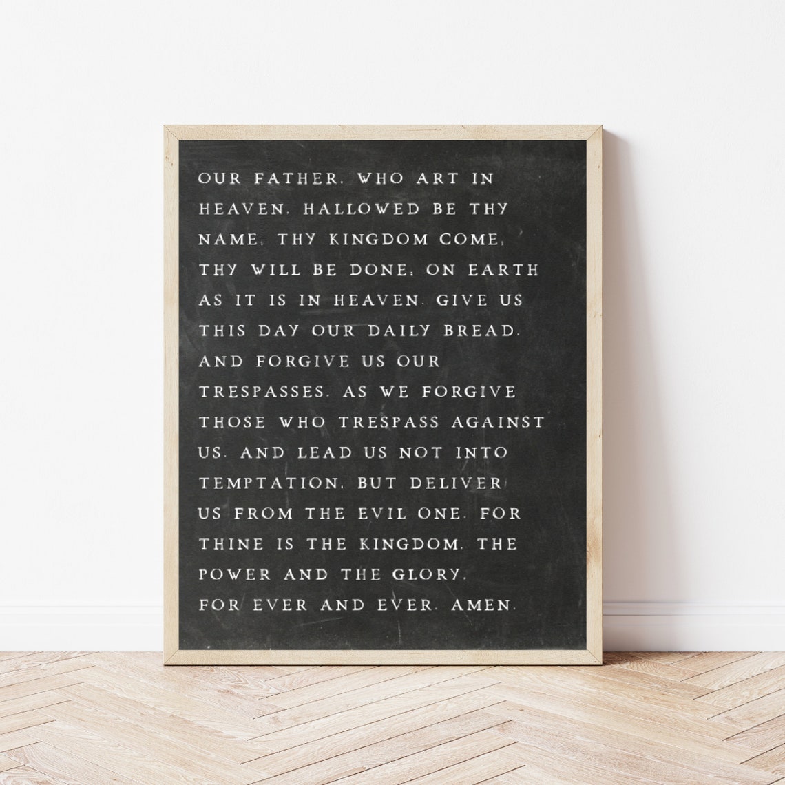 The Lords Prayer Chalkboard Style Catholic Prayer Wall Decor Poster