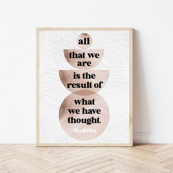 Buddha Mindfulness Quote Boho Beige Circles Modern Typography Poster