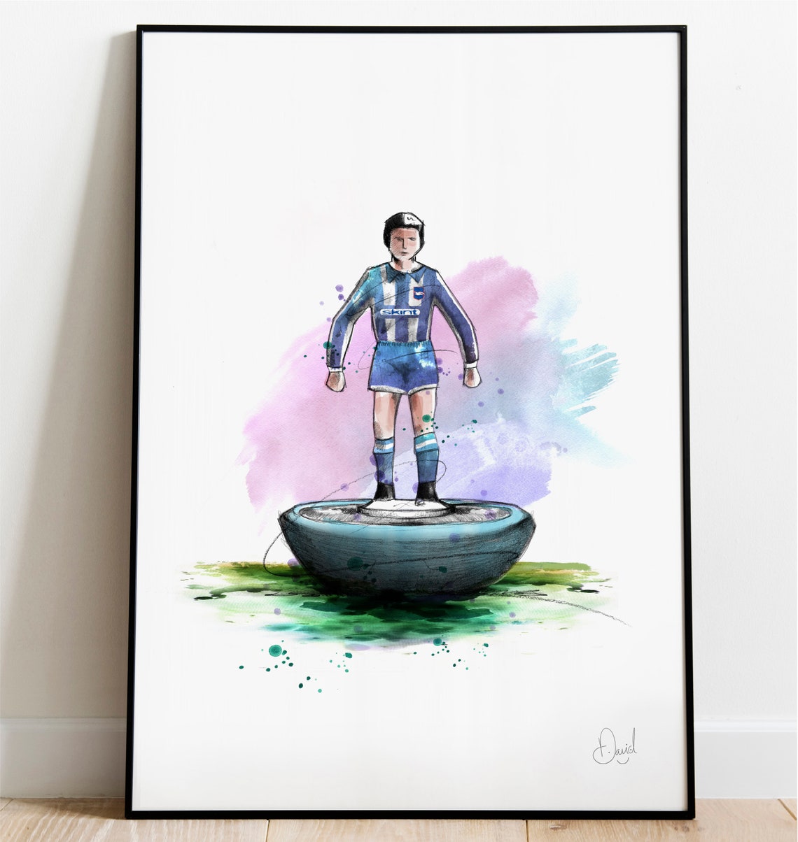 Retro Table Football Player Watercolor Sports Art Wall Poster
