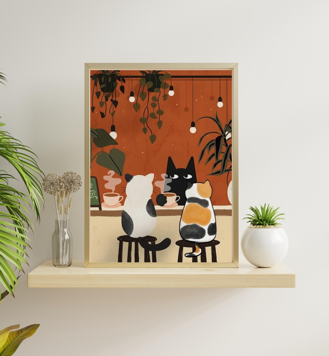 Cats Cafe Bar Art Print, Whimsical Kitchen Decor