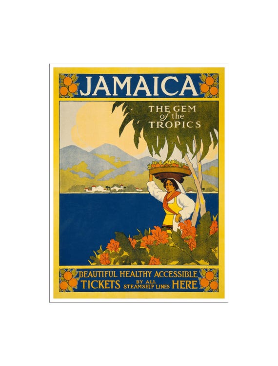 Jamaica Travel Poster Jamaican Gift Steamship 1930s Art Print Tr6a