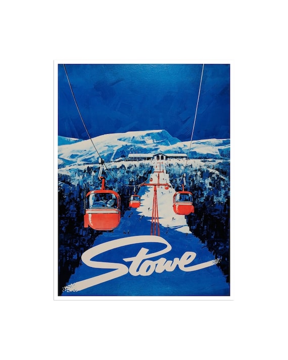 Vermont Art Print Stowe Vintage Home Decor Travel Ski Poster Xr1745