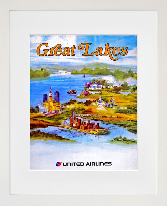 Travel Poster Art Great Lakes America Print Tr41